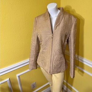 Dana Buchman Tan Embroidered Blazer